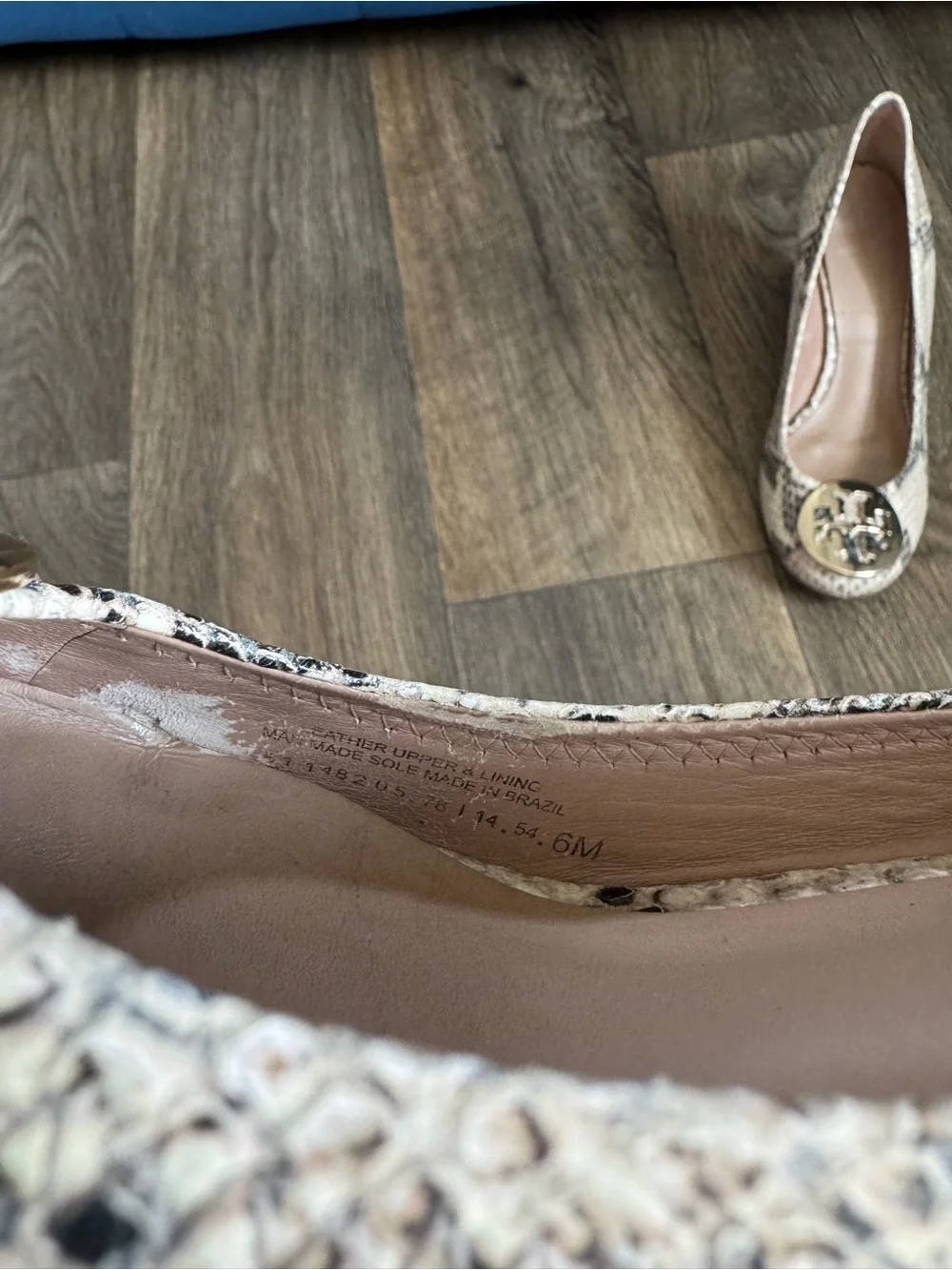 Tory Burch Sally Snakeskin Print Leather Logo Wedge Pumps Slip-On Round Toe 6M